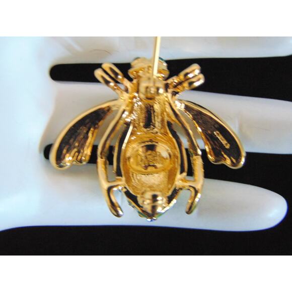 VTG Joan Rivers Gold STARFISH BEE PIN Brooch Gold Star Fish Blue Pave Crystal - Picture 4 of 5
